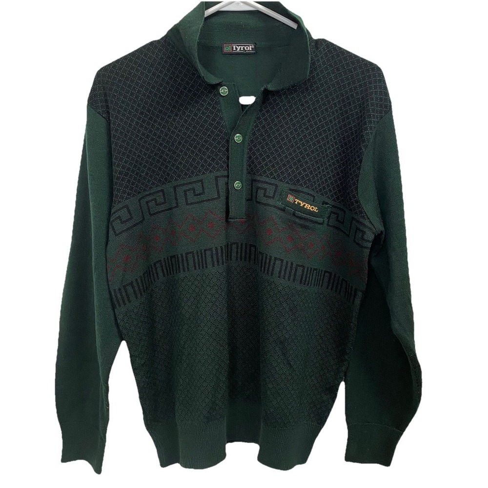 Tyrol Men Vintage Dark Green Lightweight Sweater Sz. L But Fits More Like‎ M